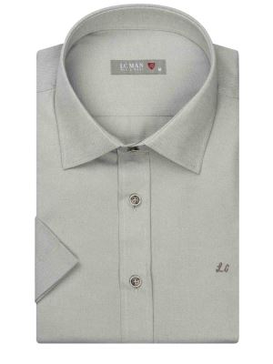 پیراهن آستین کوتاه طوسی ساده ال سی من 4