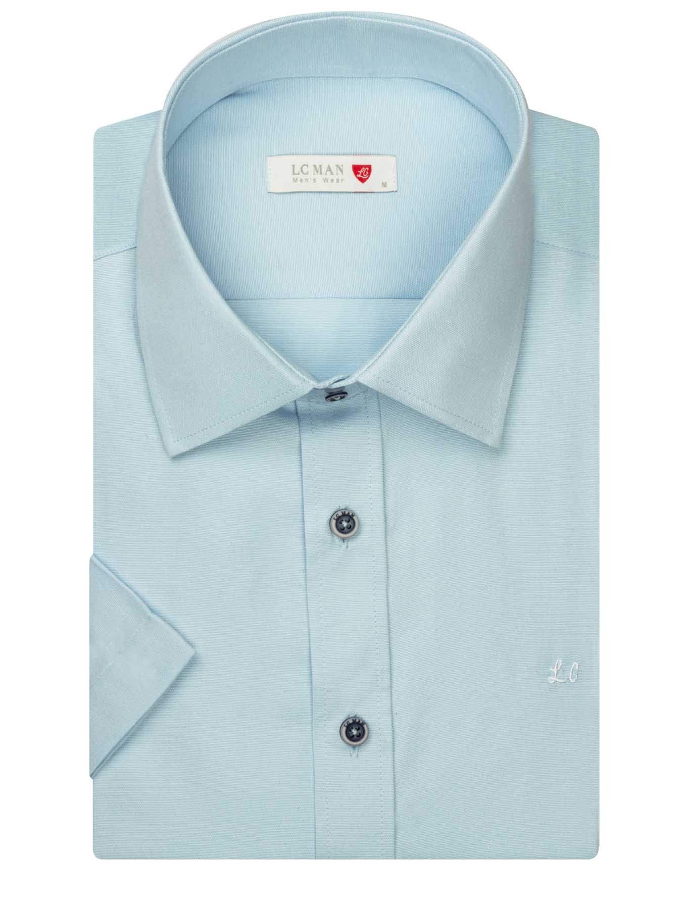 پیراهن آستین کوتاه  آبی روشن ساده ال سی من 51