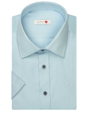 پیراهن آستین کوتاه  آبی روشن ساده ال سی من 51