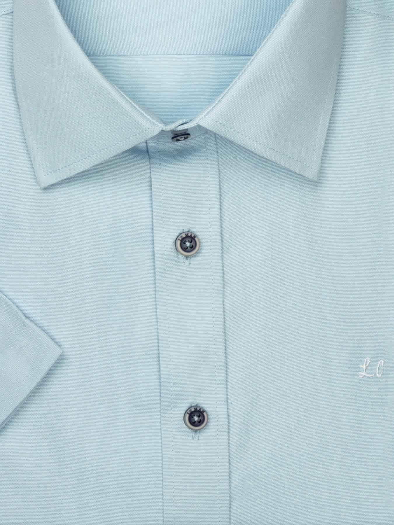 پیراهن آستین کوتاه  آبی روشن ساده ال سی من 51