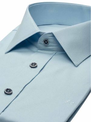 پیراهن آستین کوتاه  آبی روشن ساده ال سی من 51