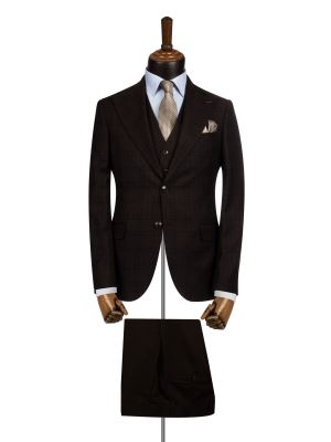 کت و شلوار ژیله قهوه ای چهارخانه ال سی من 1 