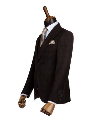 کت و شلوار ژیله قهوه ای چهارخانه ال سی من 1 