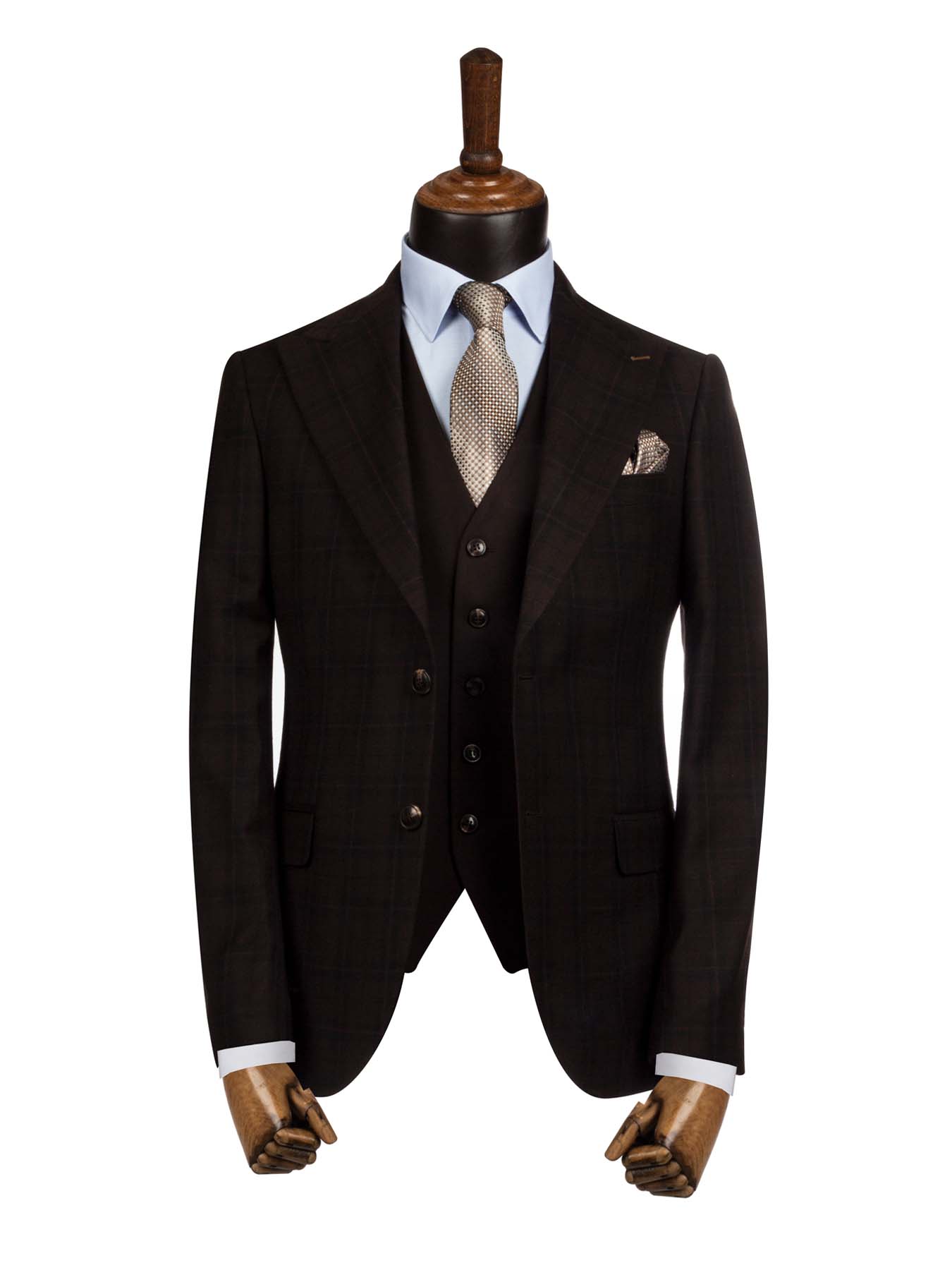 کت و شلوار ژیله قهوه ای چهارخانه ال سی من 1 