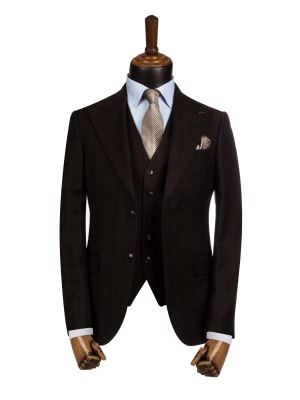 کت و شلوار ژیله قهوه ای چهارخانه ال سی من 1 