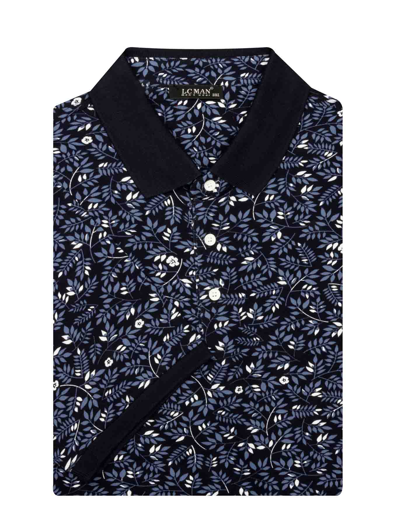 تی شرت یقه دارسایز بزرگ گل دار 50131