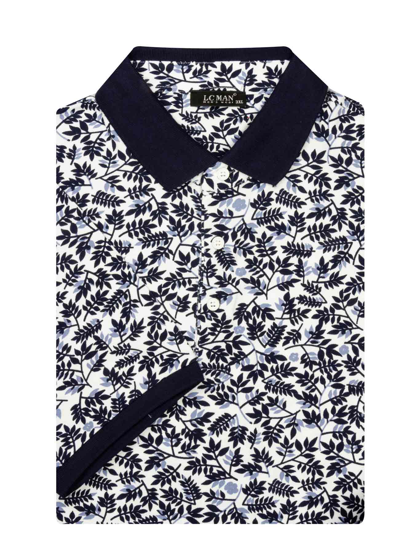 تی شرت یقه دارسایز بزرگ گل دار 50131