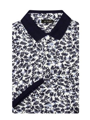 تی شرت یقه دارسایز بزرگ گل دار 50131