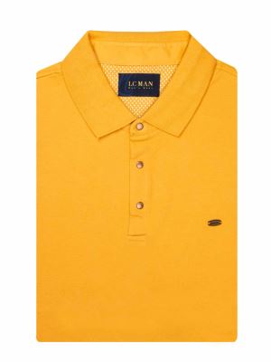 تی شرت یقه دارسه دکمه خردلی سایزبزرگ 