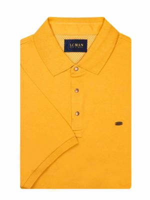 تی شرت یقه دارسه دکمه خردلی سایزبزرگ 