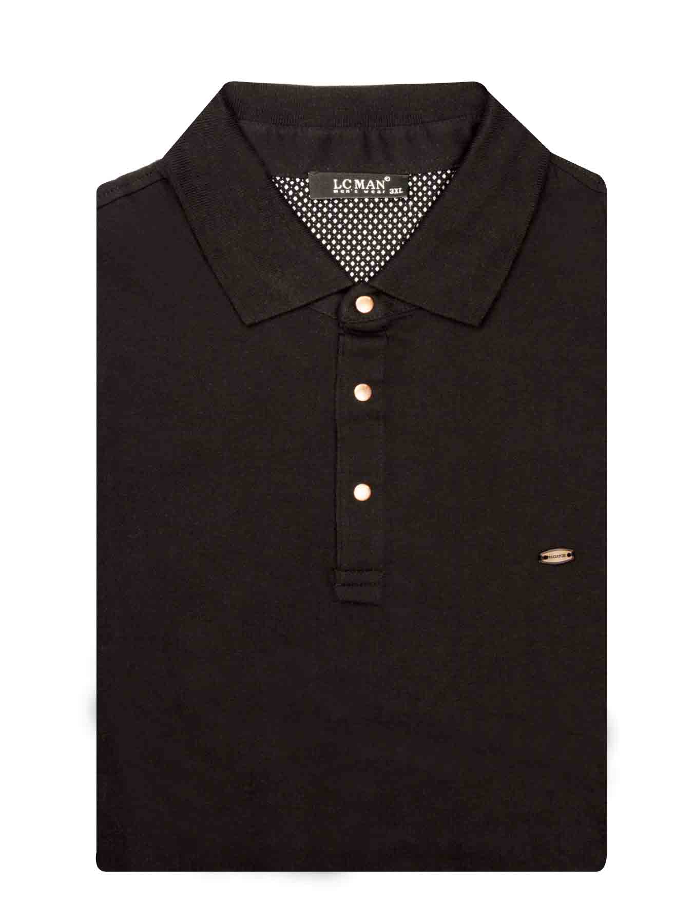 تی شرت یقه دارسه دکمه مشکی سایزبزرگ 