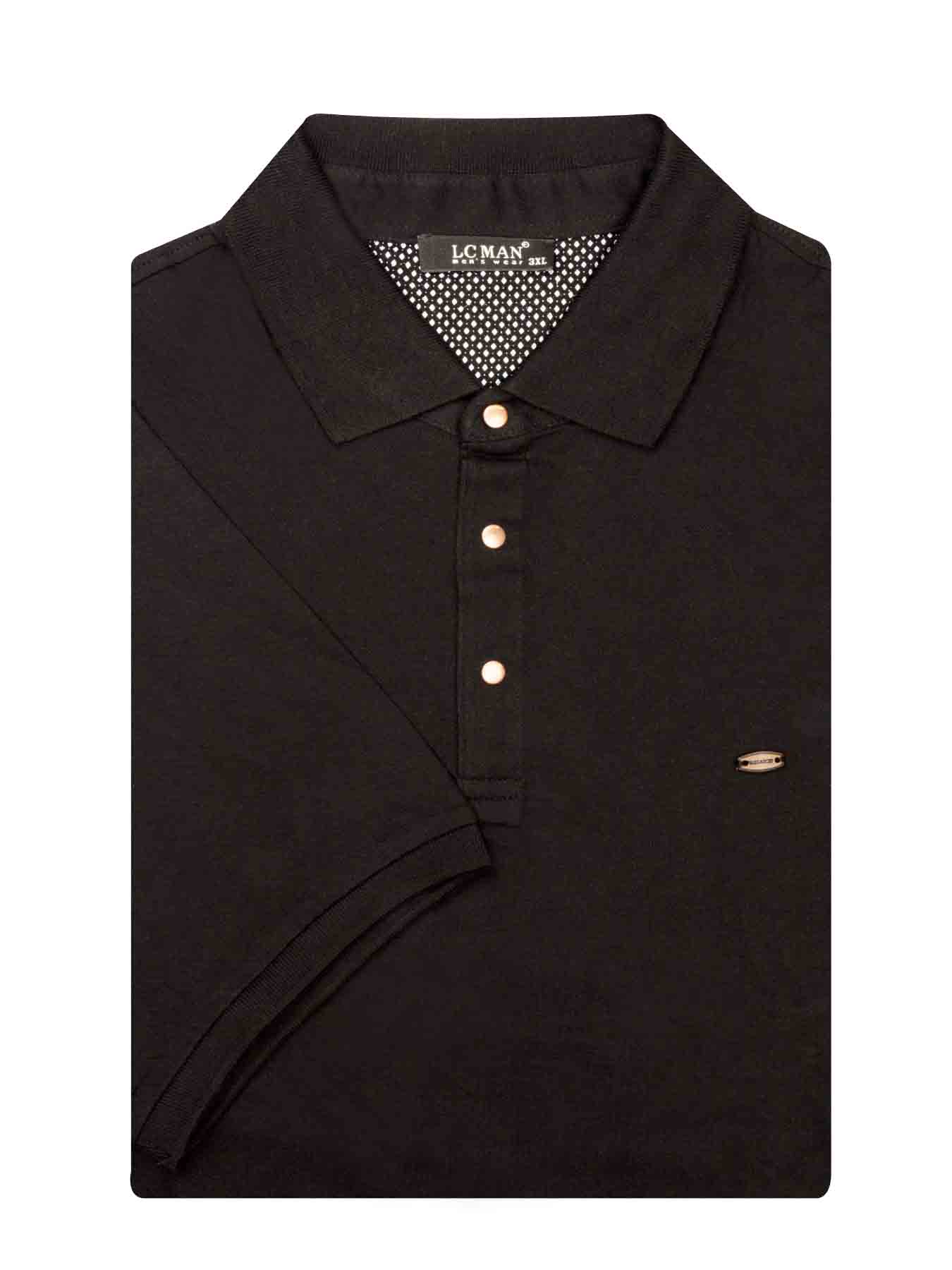 تی شرت یقه دارسه دکمه مشکی سایزبزرگ 