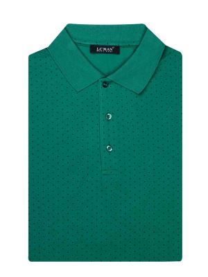 تی شرت یقه دارسه دکمه خال دار سایزبزرگ PL3416