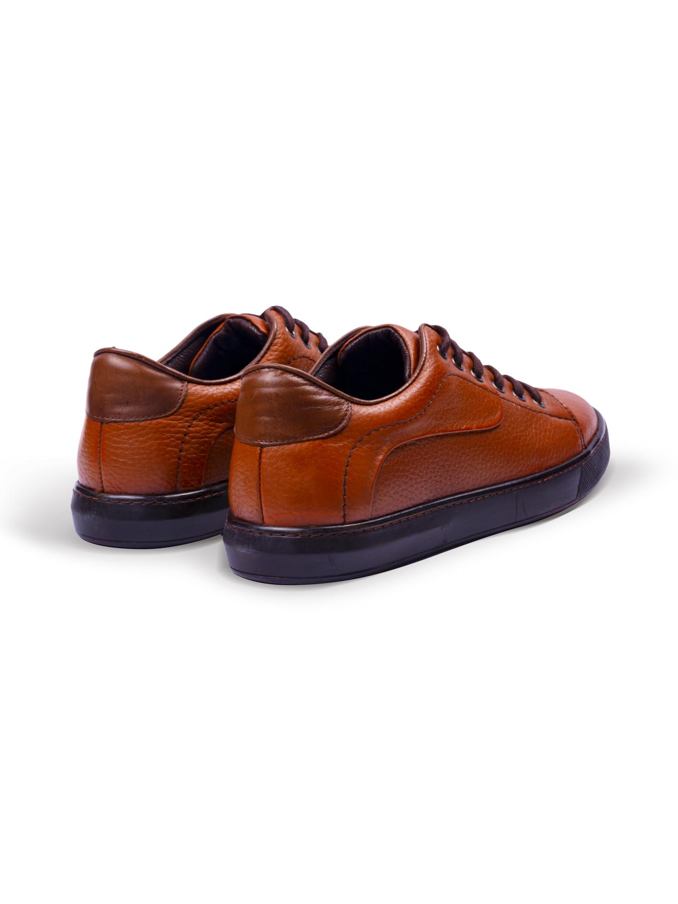 کفش چرم  بنددار عسلی ال سی من