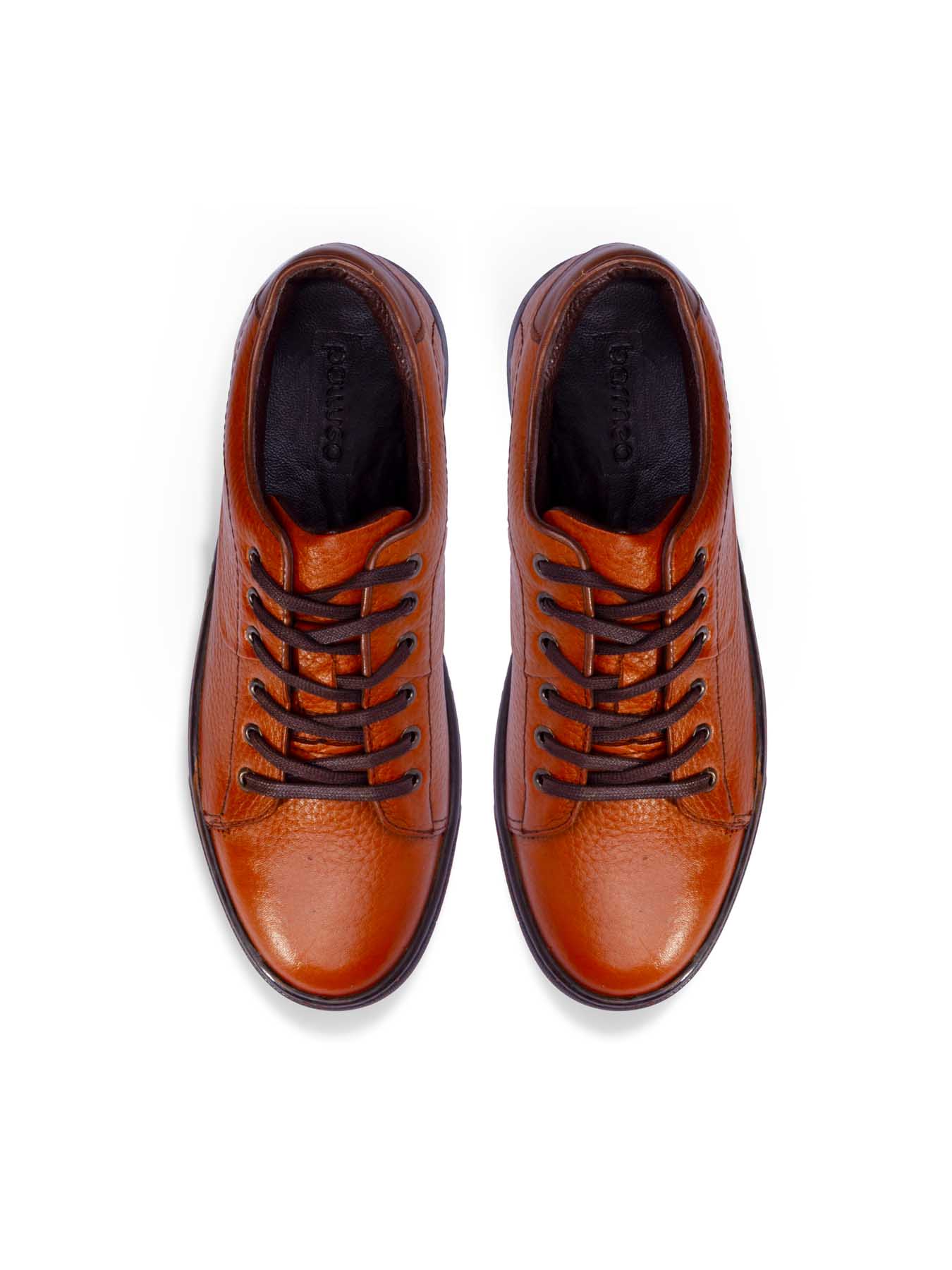 کفش چرم  بنددار عسلی ال سی من