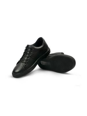 کفش چرم  بنددار مشکی ال سی من