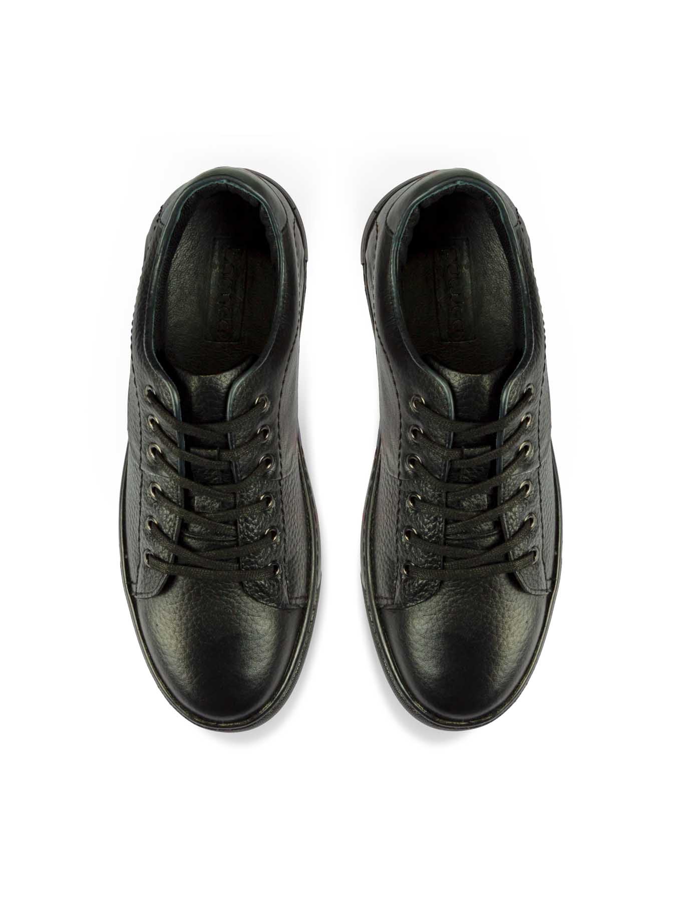 کفش چرم  بنددار مشکی ال سی من