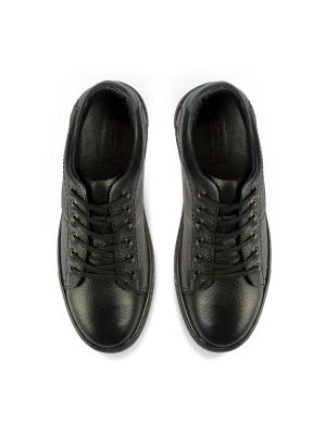 کفش چرم  بنددار مشکی ال سی من