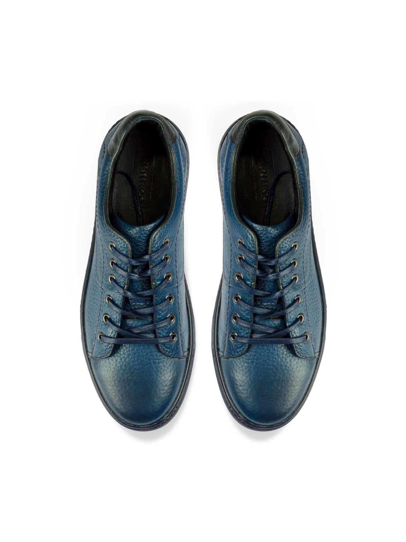 کفش چرم  بنددار سرمه ای ال سی من
