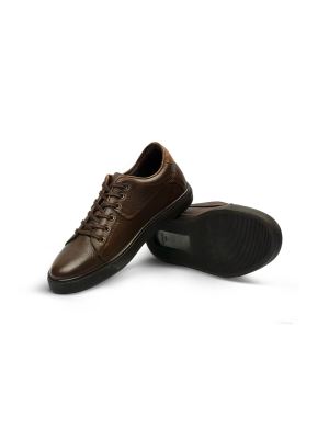 کفش چرم  بنددار قهوه ای ال سی من