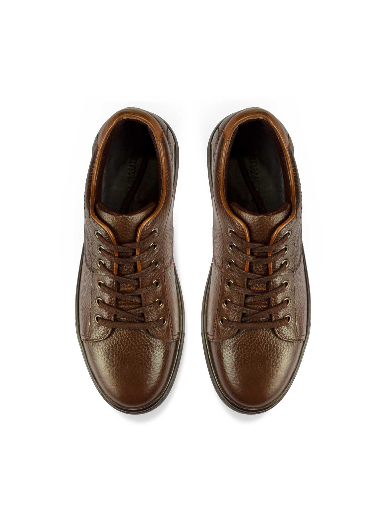 کفش چرم  بنددار قهوه ای ال سی من