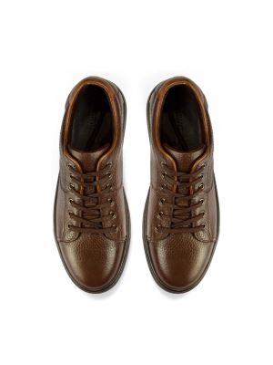 کفش چرم  بنددار قهوه ای ال سی من