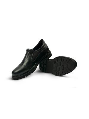 کفش چرم بدون بند مشکی ال سی من