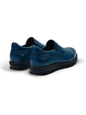 کفش چرم بدون بند سرمه ای ال سی من