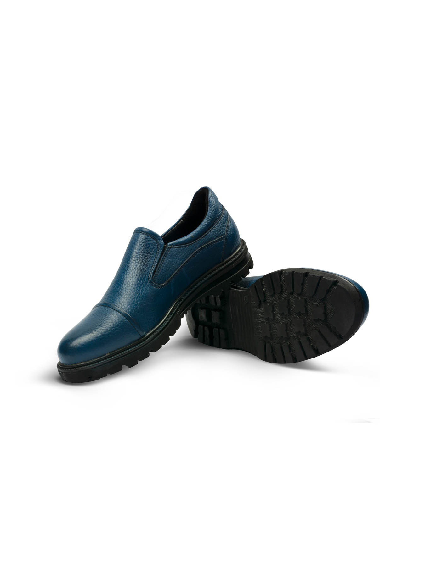 کفش چرم بدون بند سرمه ای ال سی من