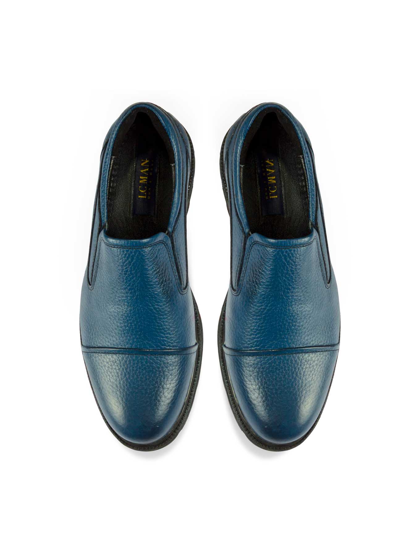 کفش چرم بدون بند سرمه ای ال سی من