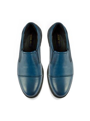 کفش چرم بدون بند سرمه ای ال سی من