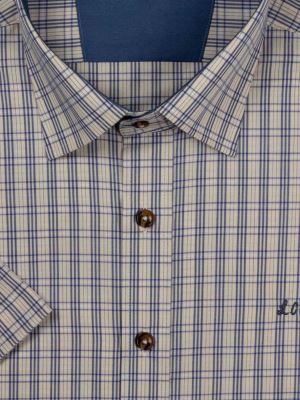 پیراهن آستین کوتاه چهارخانه کرم ال سی من 18