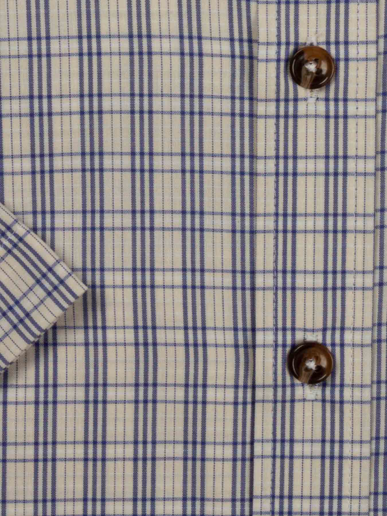 پیراهن آستین کوتاه چهارخانه کرم ال سی من 18