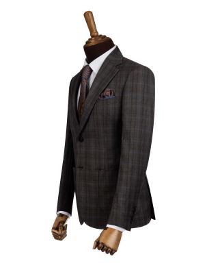 کت تک مردانه قهوه ای چهارخانه ال سی من 2