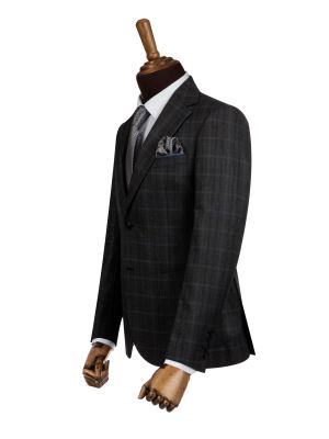 کت تک مردانه طوسی چهارخانه ال سی من 2