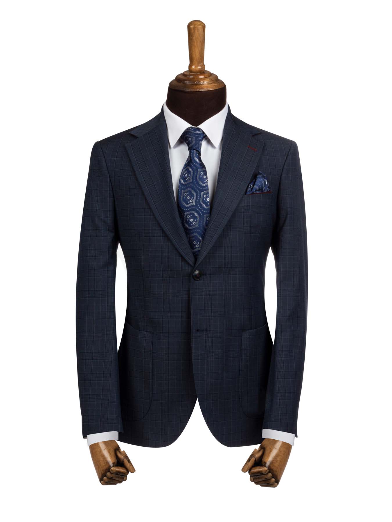 کت تک مردانه چهارخانه سرمه ای ال سی من 3