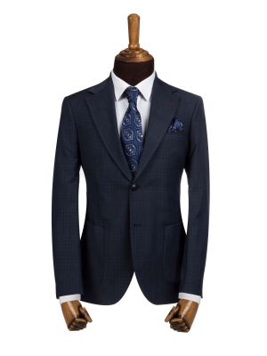 کت تک مردانه چهارخانه سرمه ای ال سی من 3