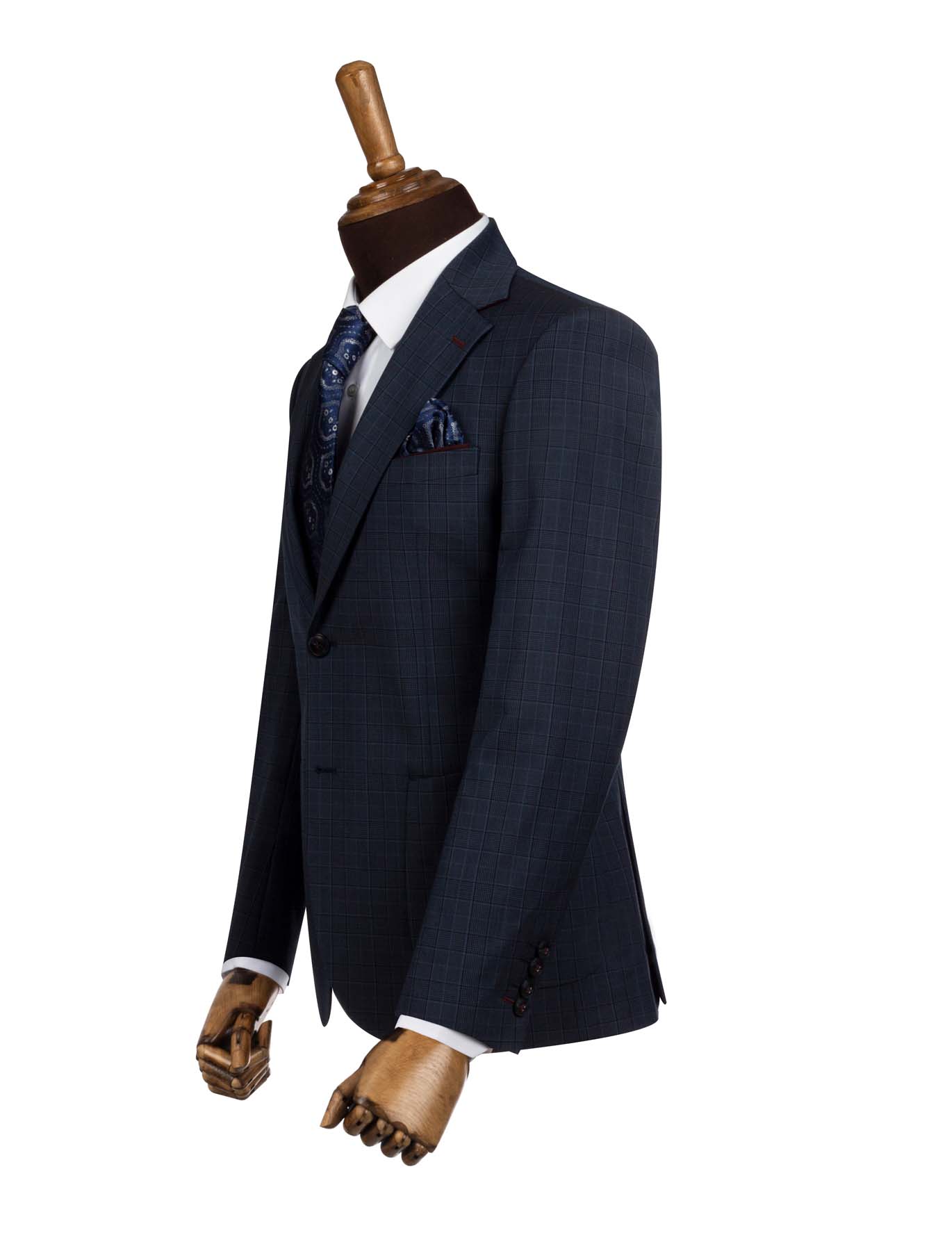 کت تک مردانه چهارخانه سرمه ای ال سی من 3