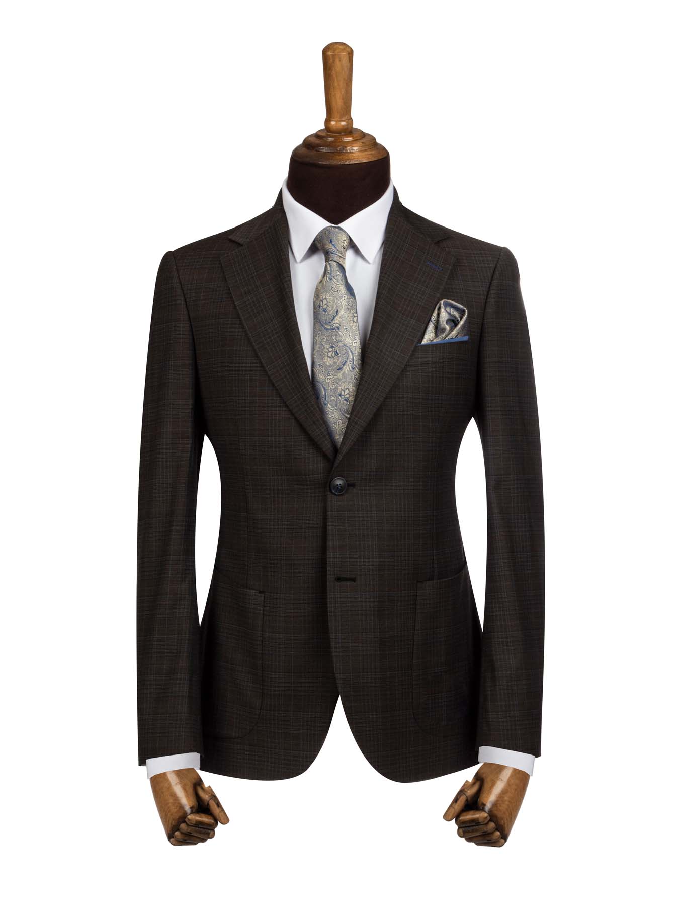 کت تک قهوه ای تیره چهارخانه ال سی من 