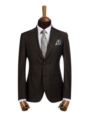 کت تک قهوه ای تیره چهارخانه ال سی من 