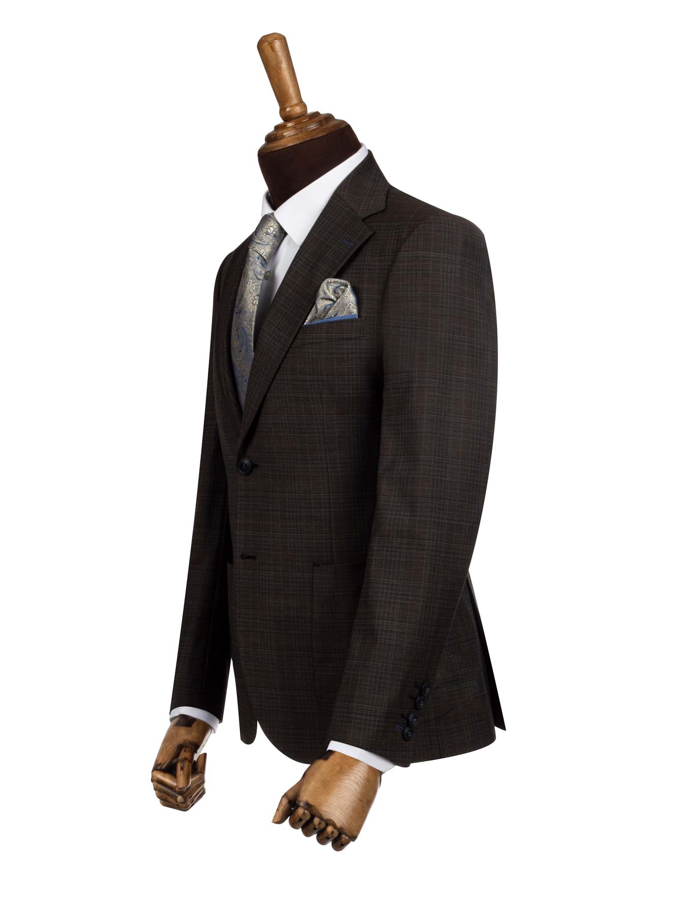 کت تک قهوه ای تیره چهارخانه ال سی من 