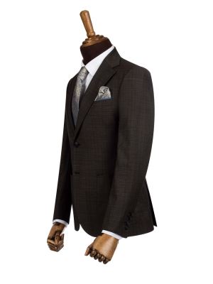 کت تک قهوه ای تیره چهارخانه ال سی من 