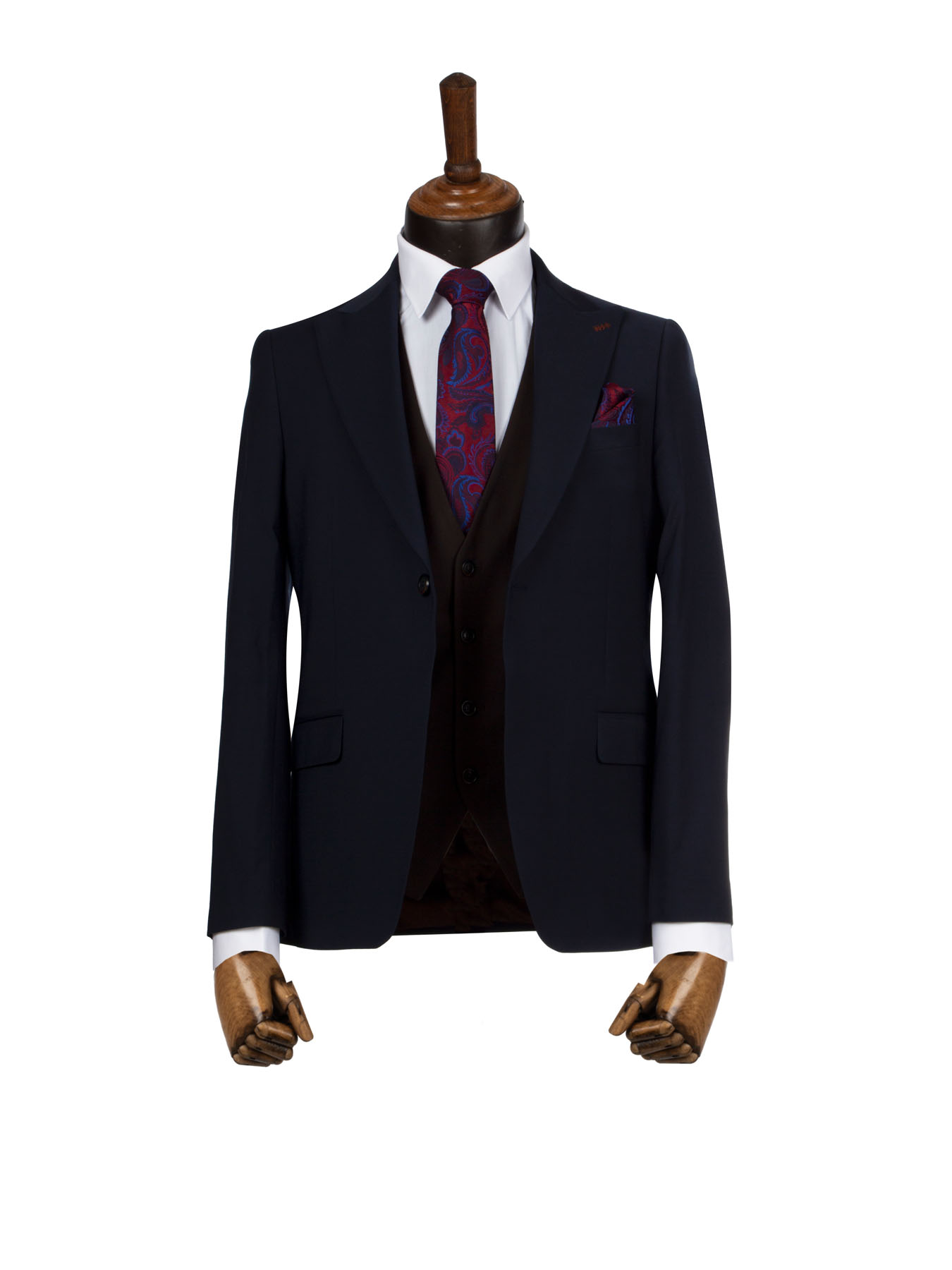 کت و شلوار و ژیله ساده سرمه ای ال سی من 