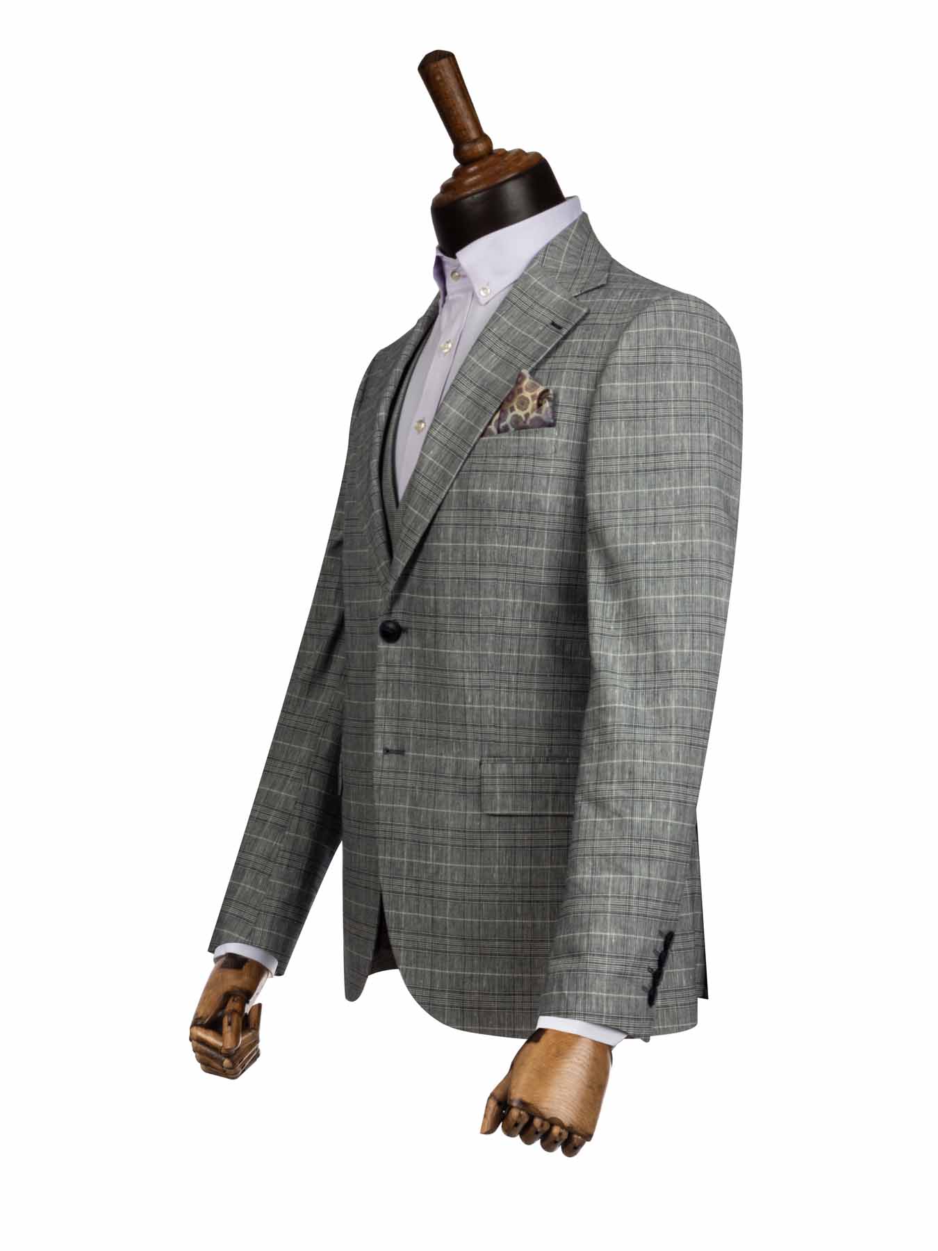 کت و شلوار و ژیله چهارخانه طوسی ال سی من 6