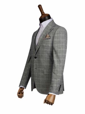 کت و شلوار و ژیله چهارخانه طوسی ال سی من 6