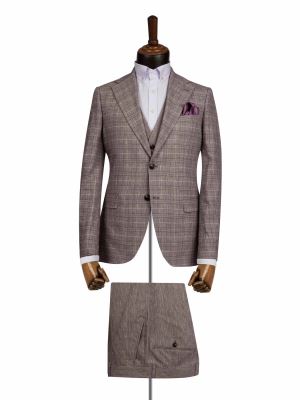 کت و شلوار و ژیله قرمز چهارخانه