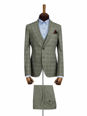 کت و شلوار و ژیله سبز چهارخانه ال سی من 3