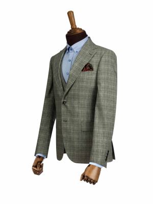 کت و شلوار و ژیله سبز چهارخانه ال سی من 3