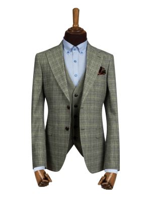 کت و شلوار و ژیله سبز چهارخانه ال سی من 3