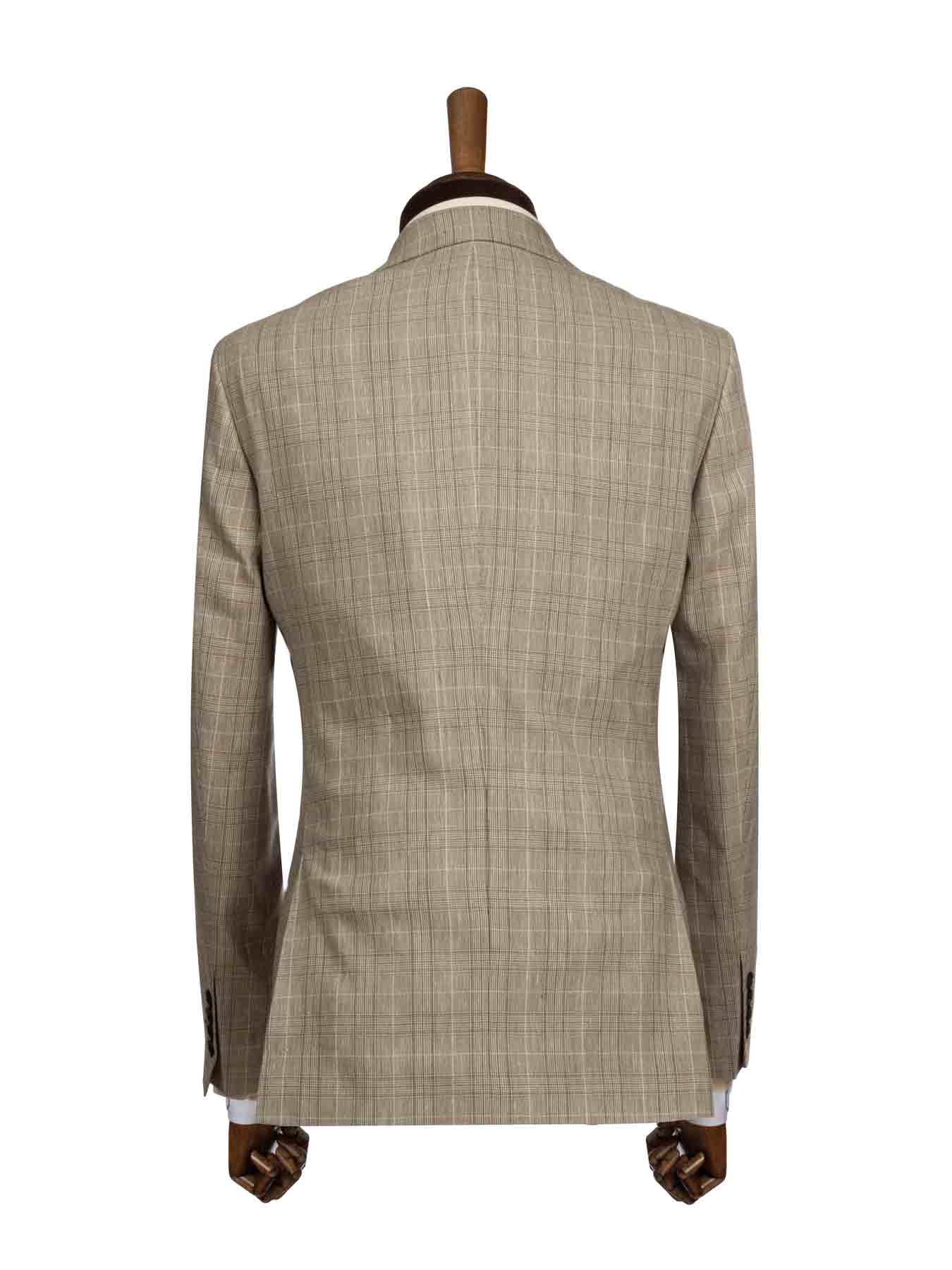 کت و شلوار و ژیله کرم چهارخانه ال سی من 6